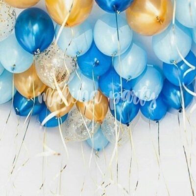 Воздушные шары под потолок сине-голубые 20 штук