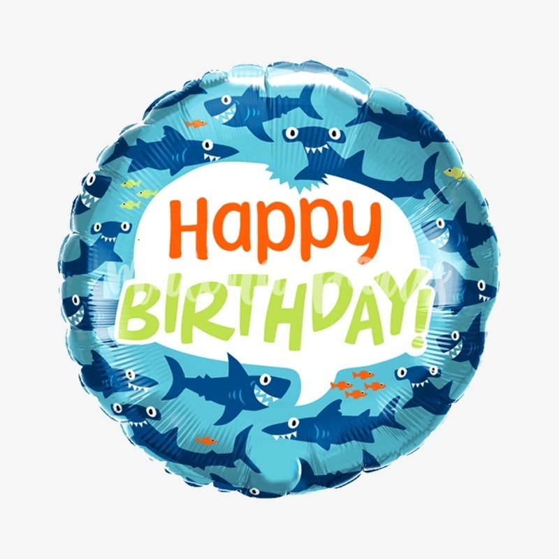 Воздушный шар круг Акулы С днем рождения