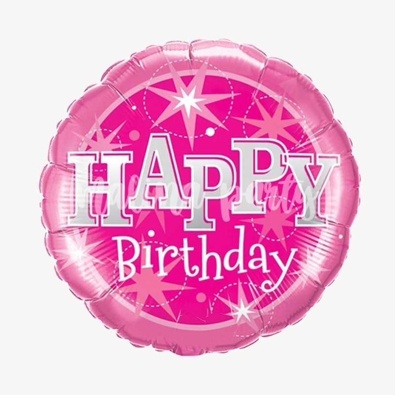 Воздушный шар круг розовый С днем рождения