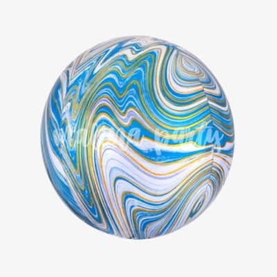 Воздушный шар сфера марбл голубой