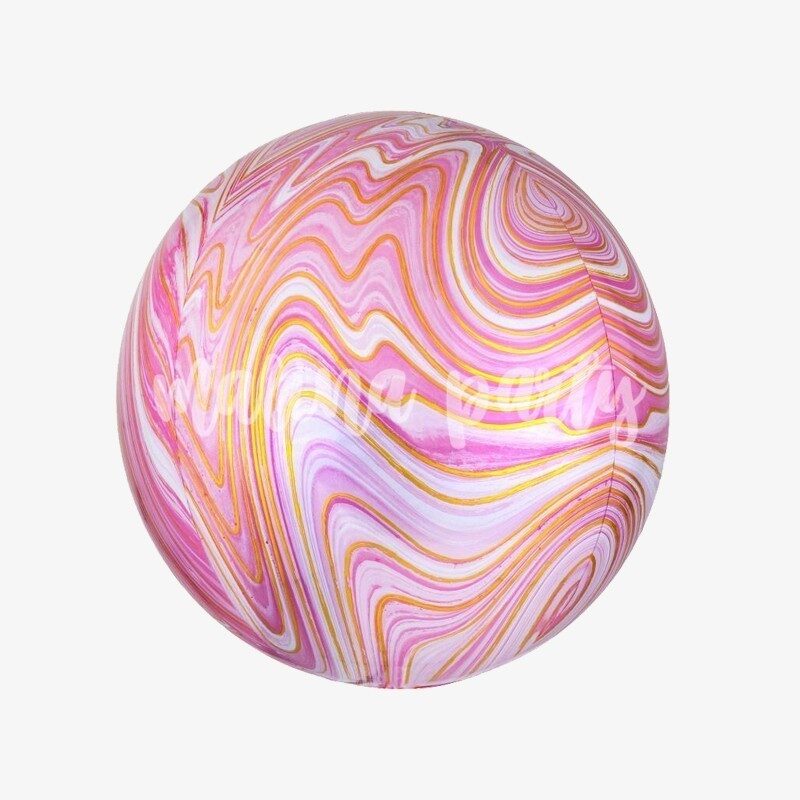 Воздушный шар сфера марбл розовый