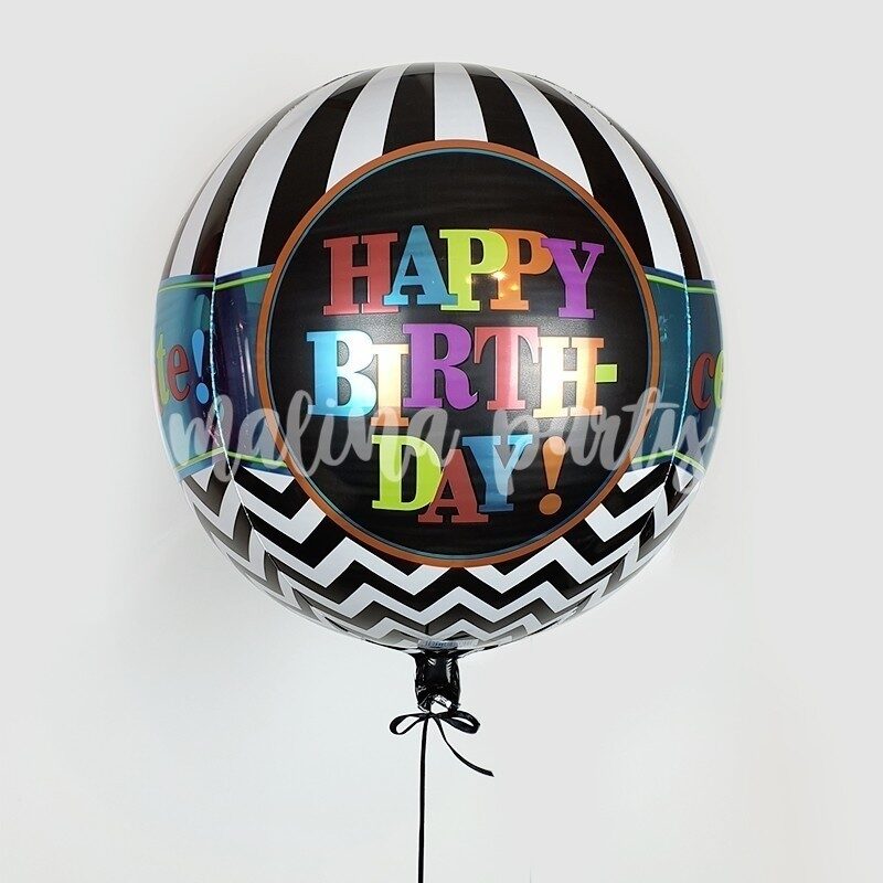 Воздушный шар сфера полоски С днем рождения