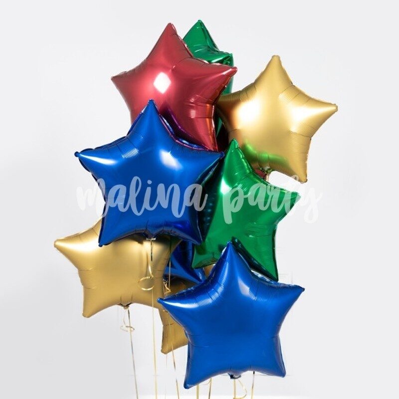 Букет воздушных шаров с гелием цветные звезды