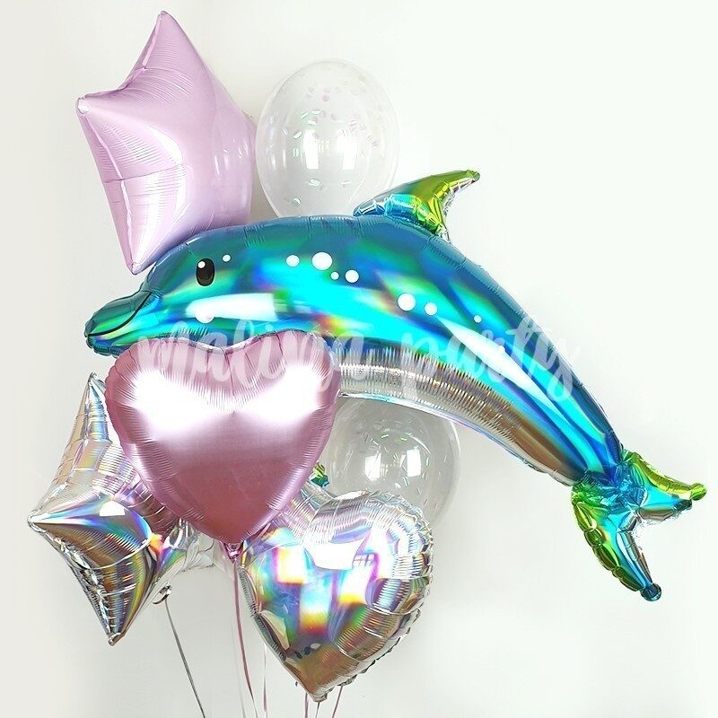 Букет воздушных шаров Дельфин и цифра на день рождения