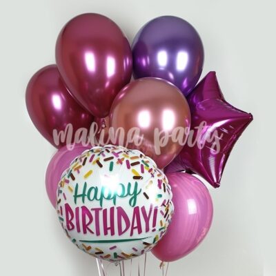 Букет воздушных шаров С днем рождения хром