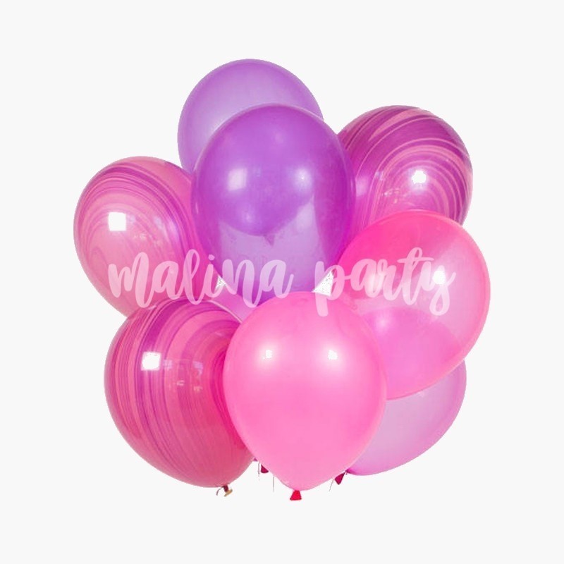Букет воздушных шаров розовый и лиловый