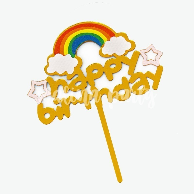 Топпер акриловый С днем рождения радуга