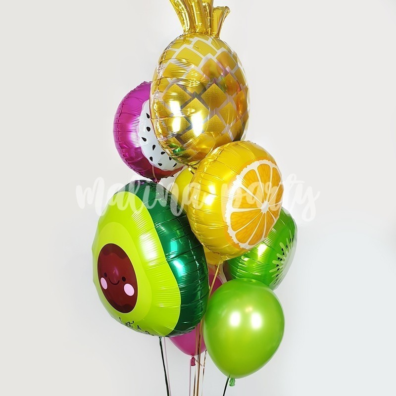 Букет воздушных шаров с гелием тропический с авокадо