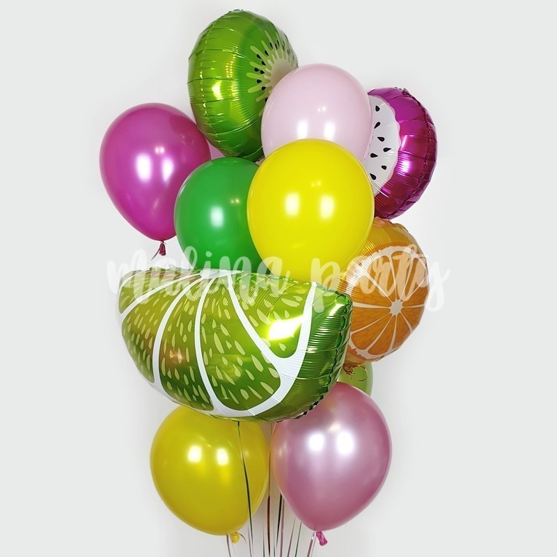 Букет воздушных шаров с гелием тропический с лаймом