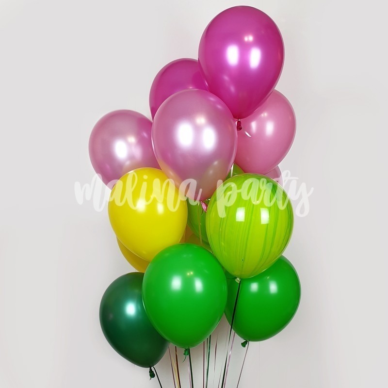 Букет воздушных шаров тропический розово-зеленый