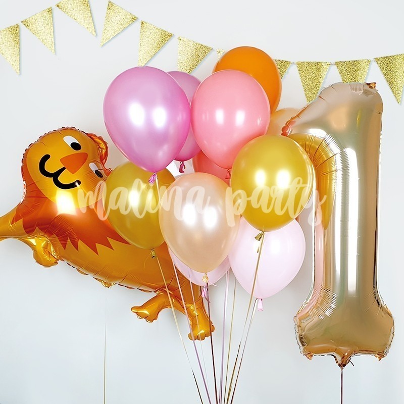 Готовый набор шаров со львом и цифрой на день рождения