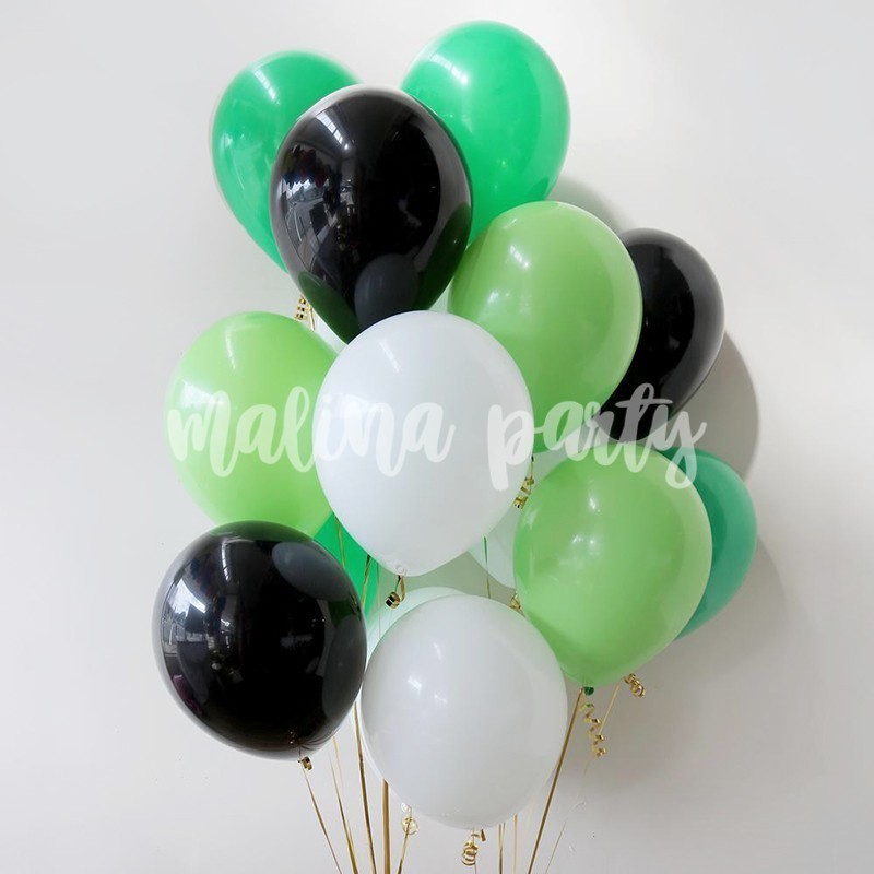 Облако шаров с гелием зеленый и черный