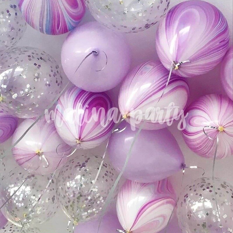 Воздушные шары под потолок черный, розовый и серебро 32 штуки