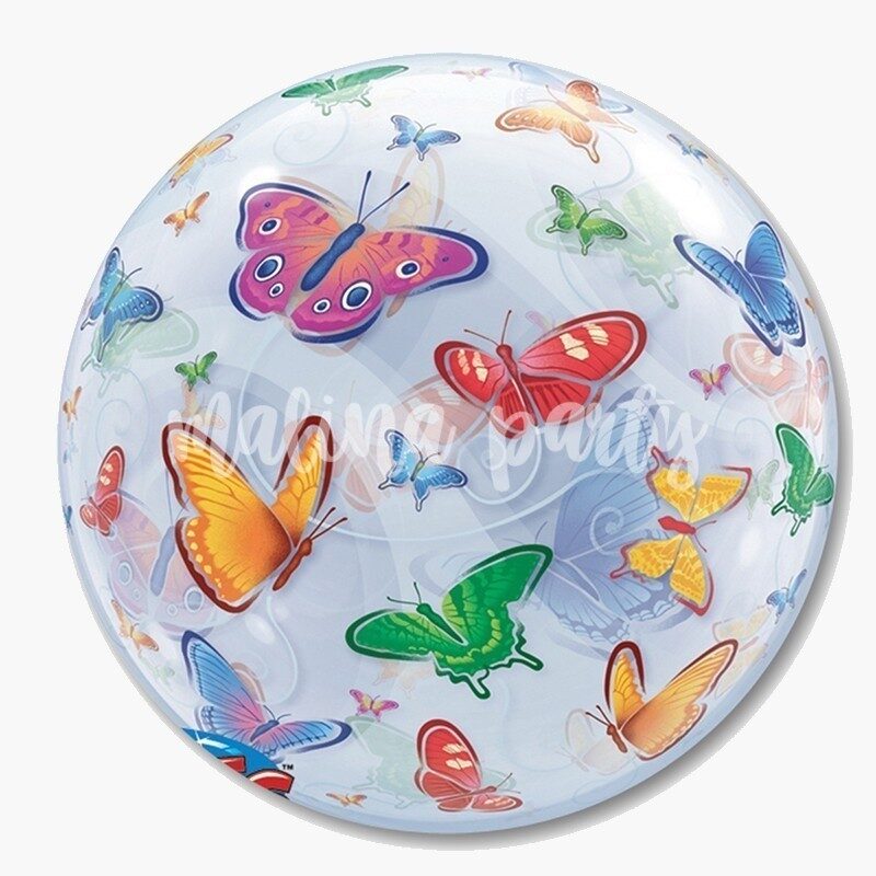 Воздушный шар Баблс с цветным конфетти сердечки