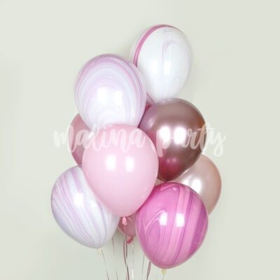 Букет воздушных шаров агаты и розовый