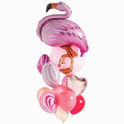Букет воздушных шаров Фламинго и большой шар