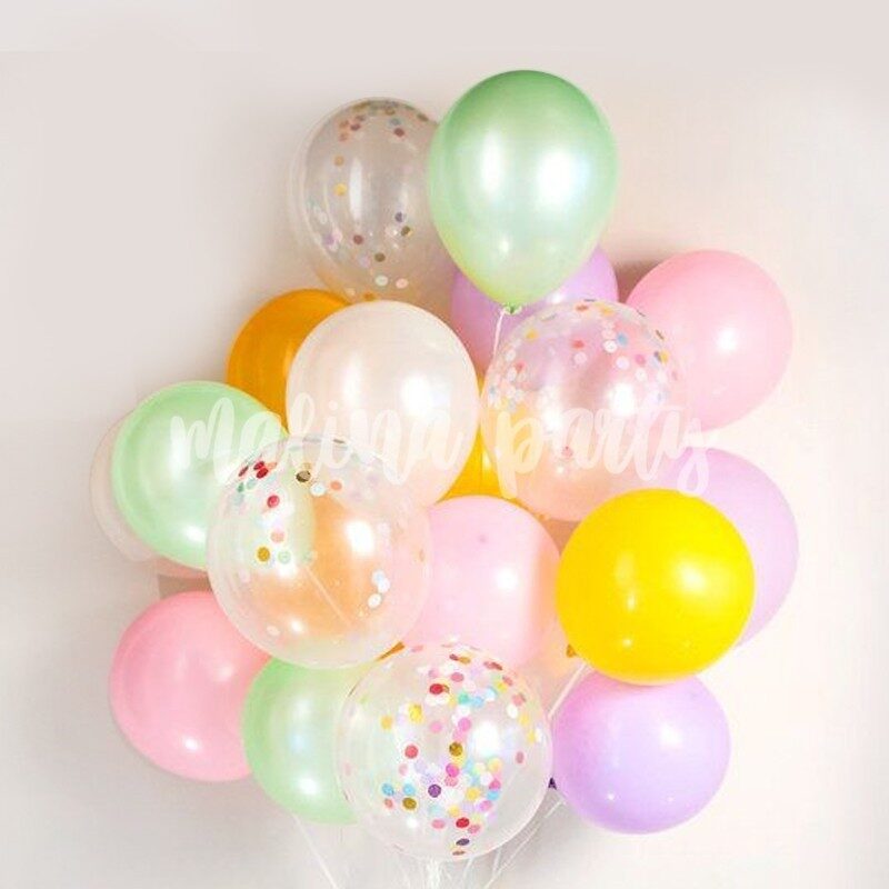 Букет воздушных шаров с гелием нежный с конфетти