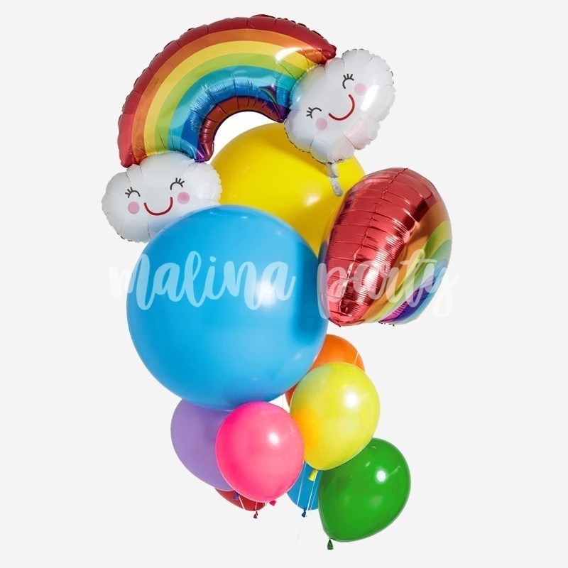 Букет воздушных шаров с гелием Радуга и большие шары