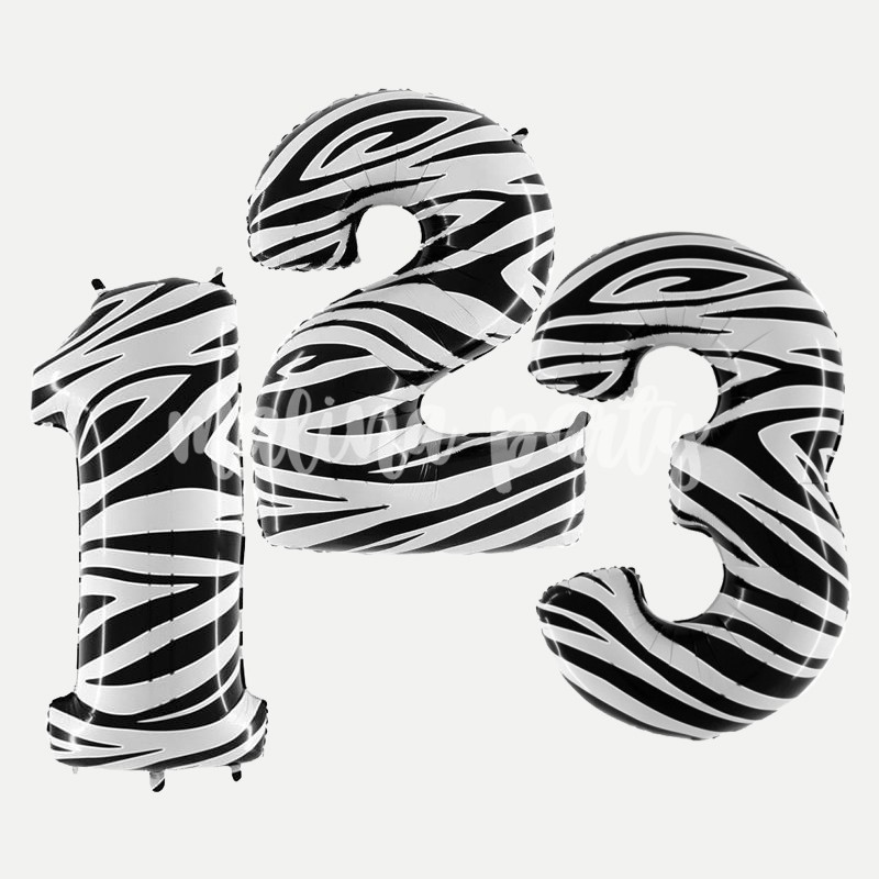 Воздушный шар цифра с рисунком зебра
