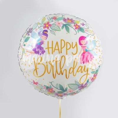 Воздушный шар круг С днем рождения бабочки