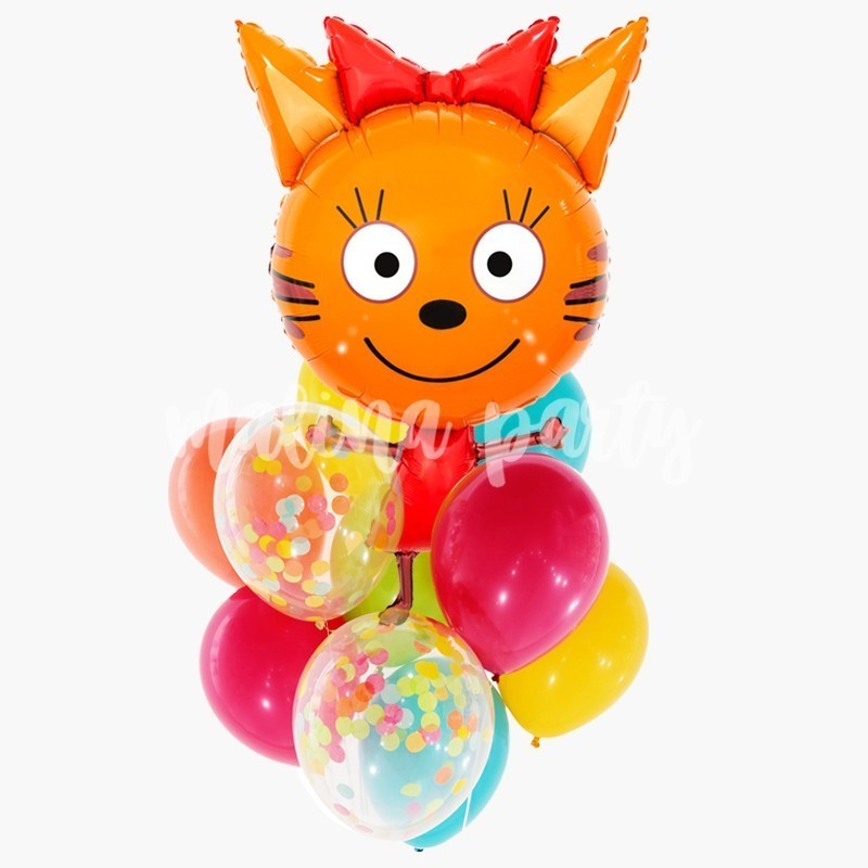 Букет воздушных шаров с гелием Три кота Карамелька