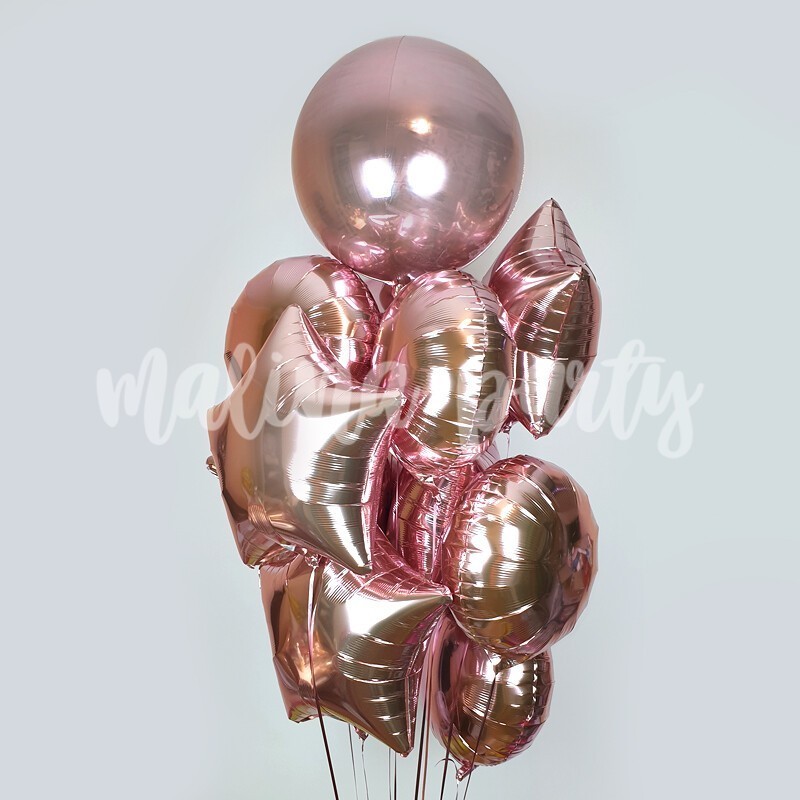 Букет воздушных шаров с гелием розовое золото