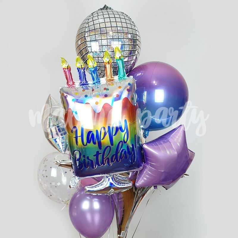 Букет воздушных шаров с гелием Диско торт