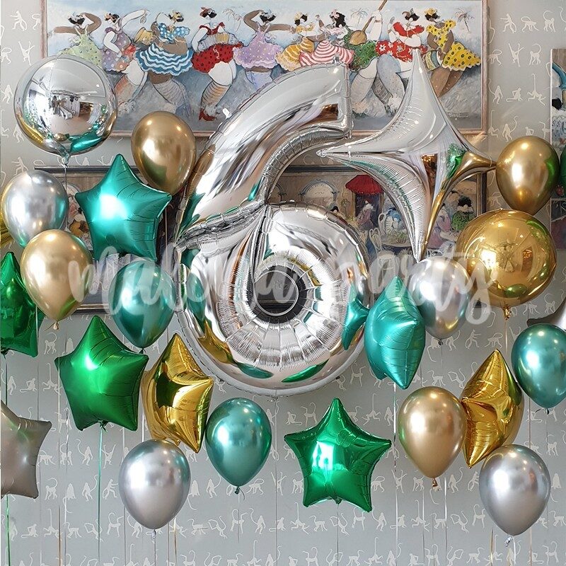 Набор воздушных шаров с гелием Карамелька, большой шар и цифра