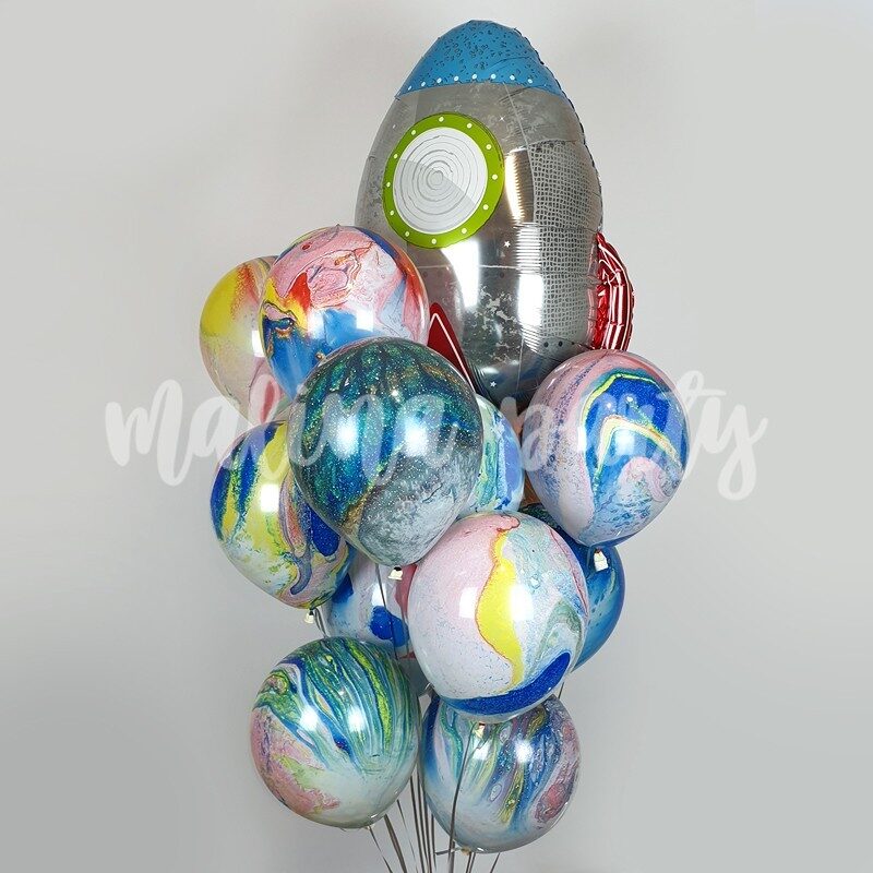 Букет воздушных шаров с уткой и конфетти