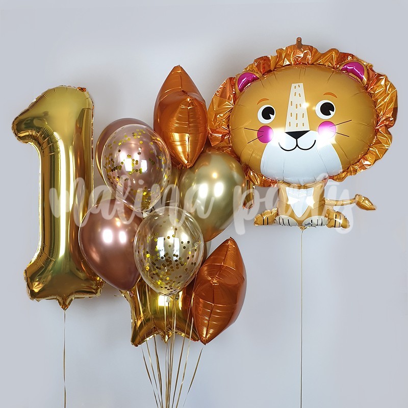 Набор воздушных шаров со львом на 1 годик
