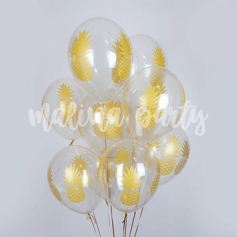 Букет воздушных шаров с гелием золотые ананасы 10 штук