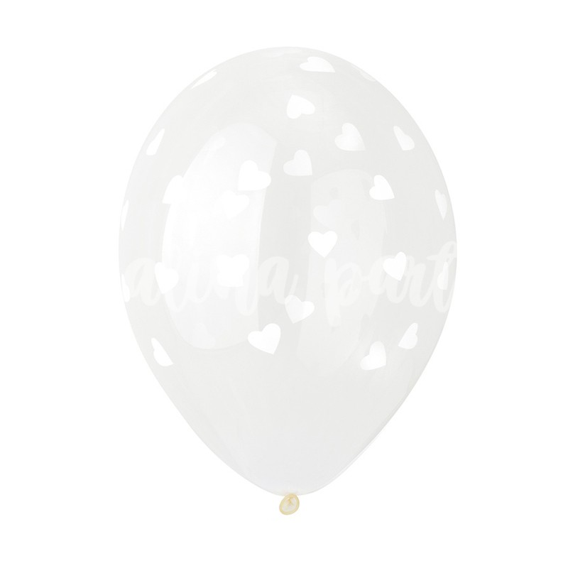 Воздушный шар с рисунком сердца белые 1 штука