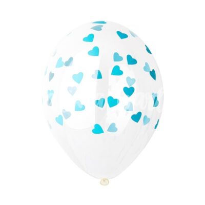 Воздушный шар с рисунком сердца бирюзовые 1 штука