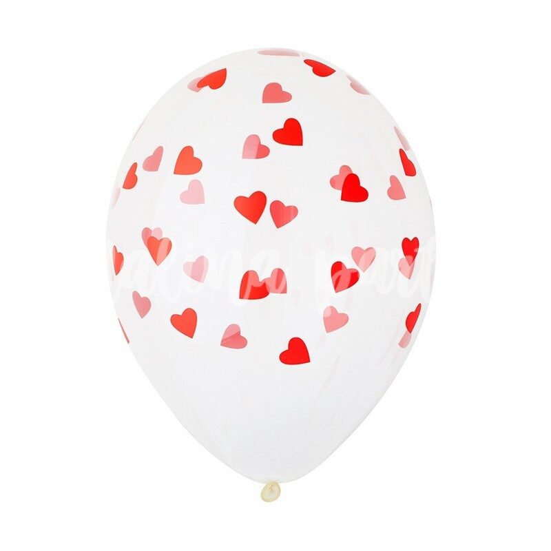 Воздушный шар с рисунком сердца бирюзовые 1 штука