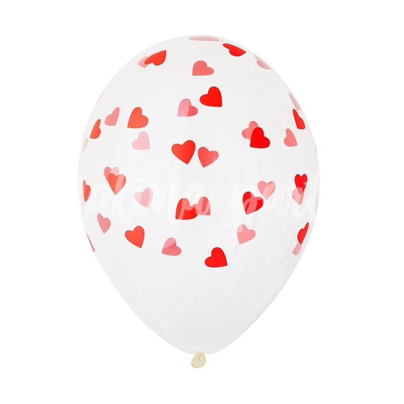 Воздушный шар с рисунком сердца красные 1 штука