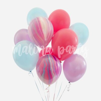 Букет воздушных шаров Розовый, голубой и агаты