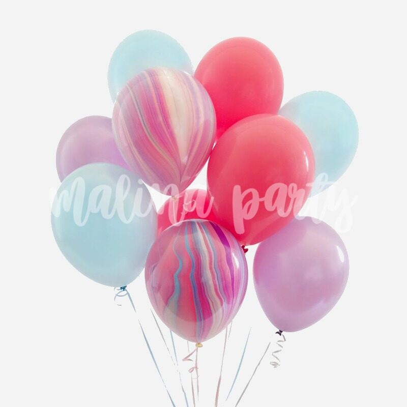 Букет воздушных шаров с гелием Розовый, голубой и агаты