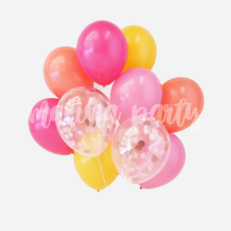 Букет гелиевых воздушных шаров с розовой короной