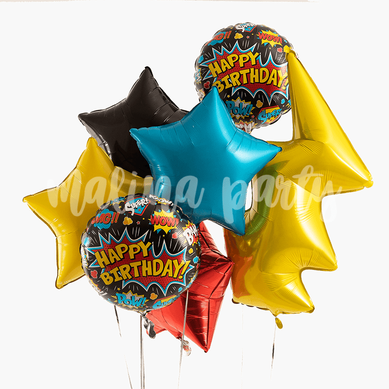 Букет воздушных шаров с гелием Робот и цифра на день рождения