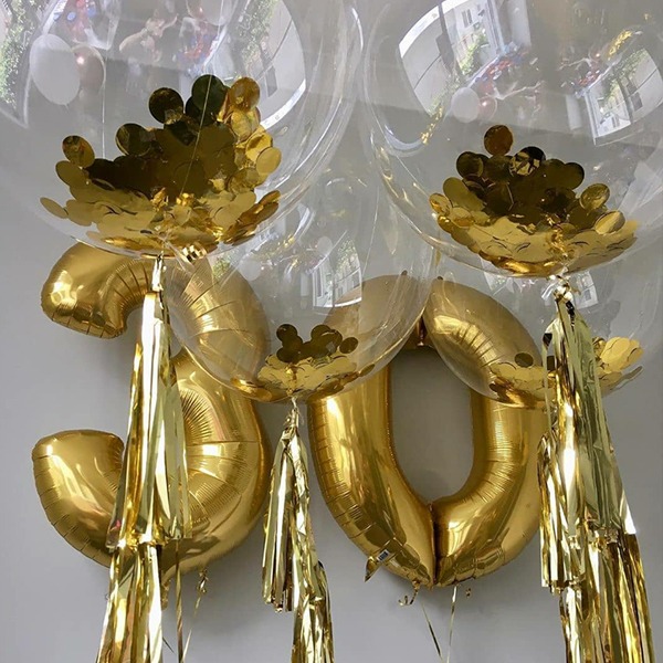 Набор воздушных шаров на выписку Синий и золото хром