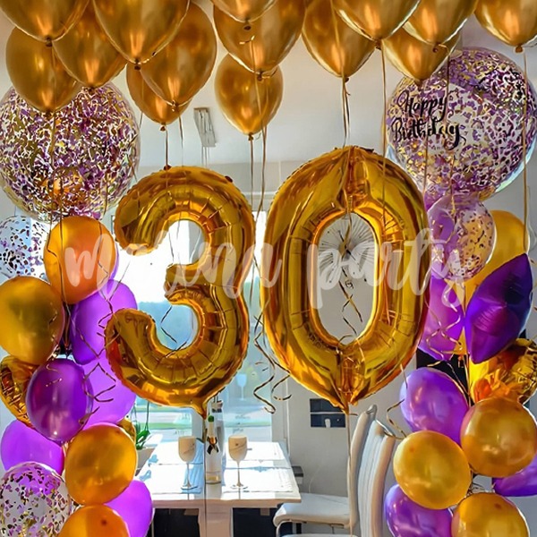 Набор воздушных шаров с каркасными цифрами розовое золото