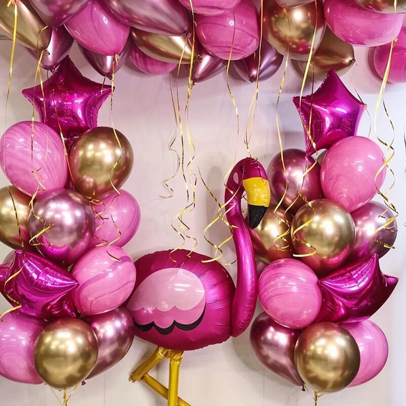 Набор воздушных шаров с гелием Розовые агаты и большой белый шар