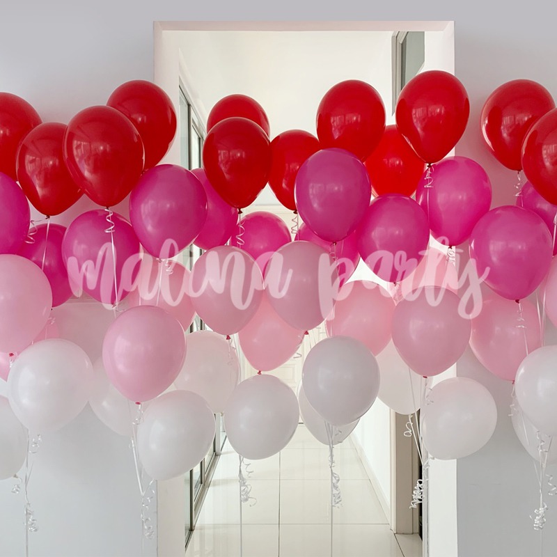 Фотозона из воздушных шаров с гелием розовый градиент