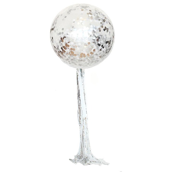 Воздушный шар гелиевый серебро хром с хвостом и надписью