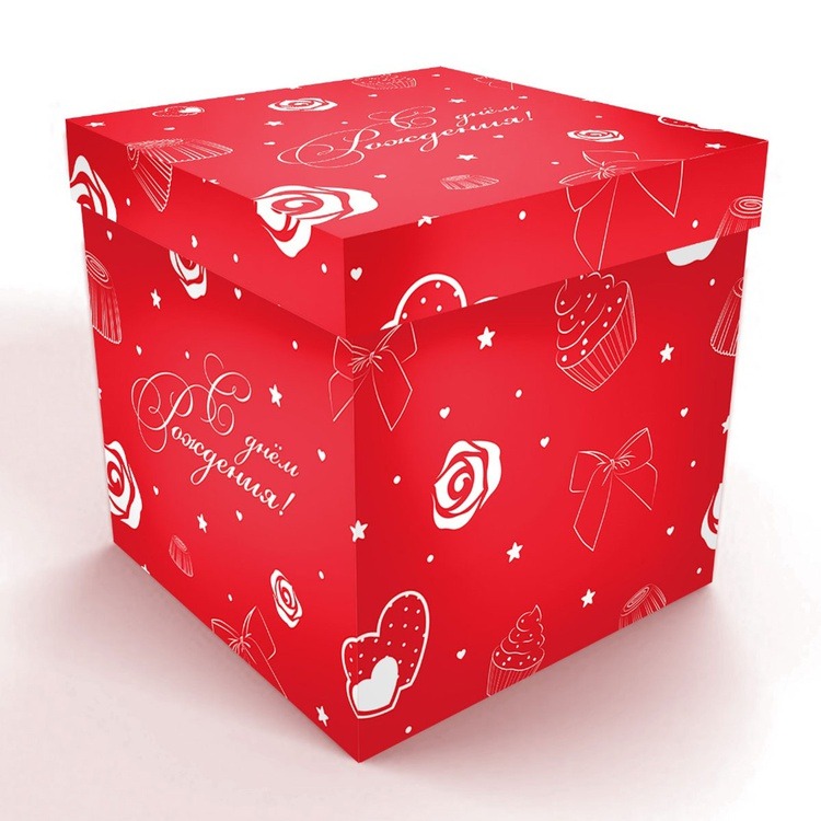 Коробка для шаров с рисунком красная
