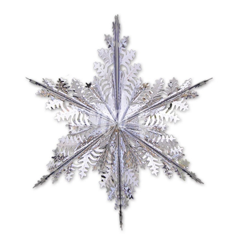 Декор снежинка фольга серебро 40 см