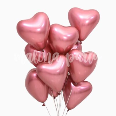 Букет воздушных шаров сердца розовый хром
