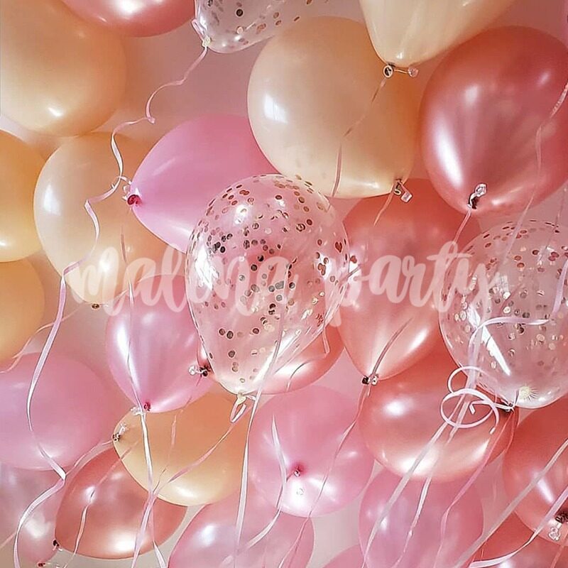 Букет воздушных шаров с гелием Черный и розовое золото