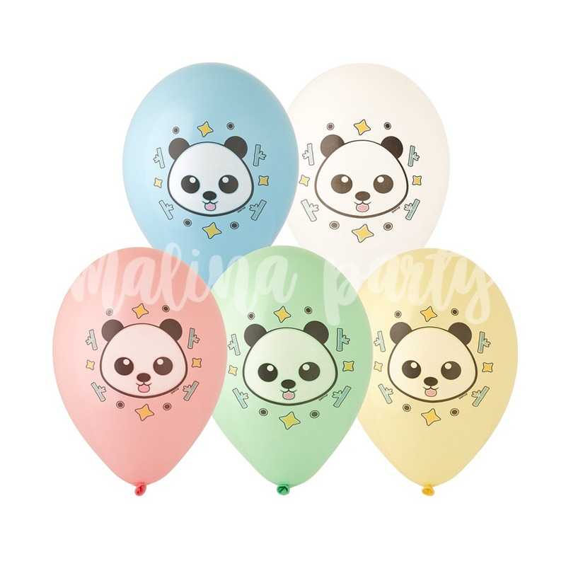 Воздушные шары Панда цветное ассорти 12 штук