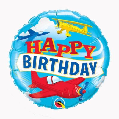 Воздушный шар круг Самолеты С днем рождения
